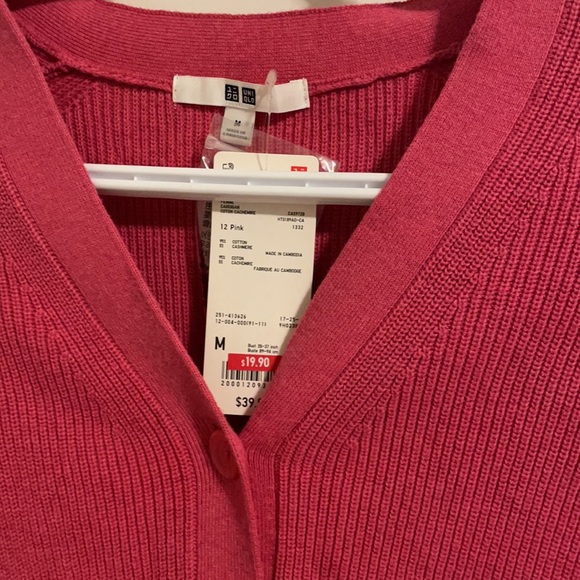 pink cardigan from uniqlo, never worn, size M - Picture 2 of 2